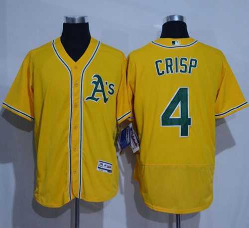 Oakland Athletics #4 Coco Crisp Gold Flexbase Authentic Collection Stitched Baseball Jersey