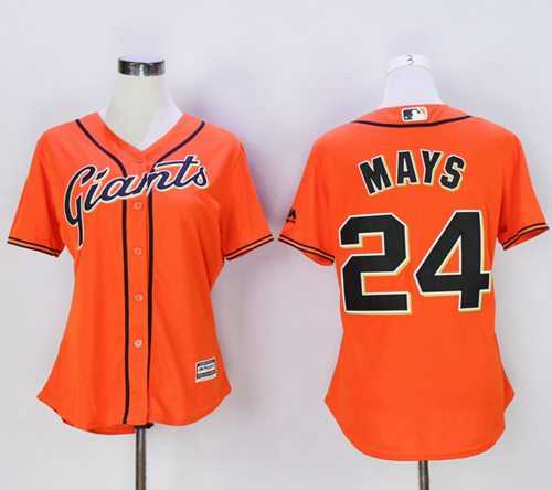Women's San Francisco Giants #24 Willie Mays Orange Alternate Stitched Baseball Jersey