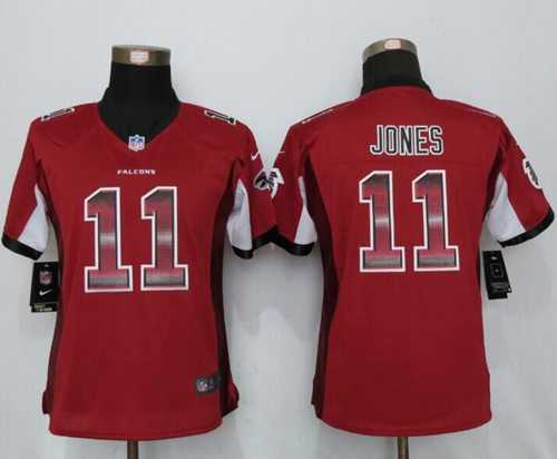 Women's Nike Falcons #11 Julio Jones Red Team Color Stitched NFL Elite Strobe Jersey