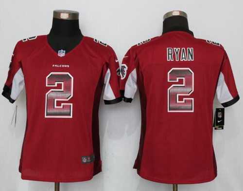 Women's Nike Falcons #2 Matt Ryan Red Team Color Stitched NFL Elite Strobe Jersey
