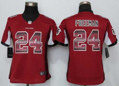 Women's Nike Falcons #24 Devonta Freeman Red Team Color Stitched NFL Elite Strobe Jersey