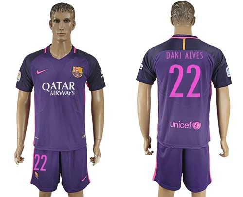 Barcelona #22 Dani Alves Away Soccer Club Jersey