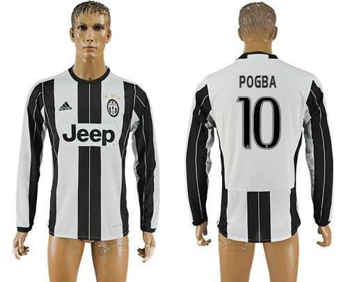 Juventus #10 Pogba Home Long Sleeves Soccer Club Jersey