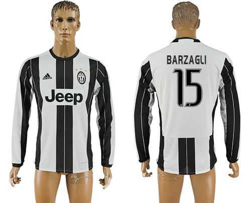 Juventus #15 Barzagli Home Long Sleeves Soccer Club Jersey