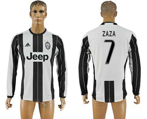 Juventus #7 Zaza Home Long Sleeves Soccer Club Jersey