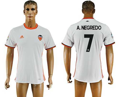 Valencia #7 A.Negredo Home Soccer Club Jersey