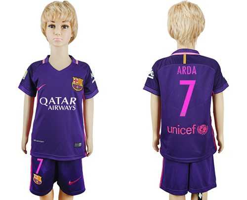 Barcelona #7 Arda Away Kid Soccer Club Jersey