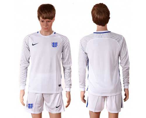 England Blank White Long Sleeves Goalkeeper Soccer Country Jersey