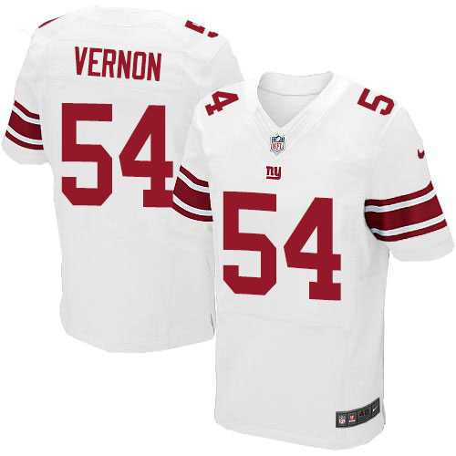 Men's Nike New York Giants #54 Olivier Vernon White Team Color Stitched NFL Elite Jersey