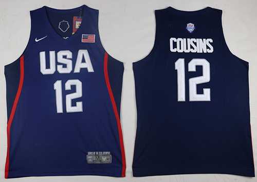 Nike Team USA #12 DeMarcus Cousins Navy Blue 2016 Dream Team Stitched NBA Jersey