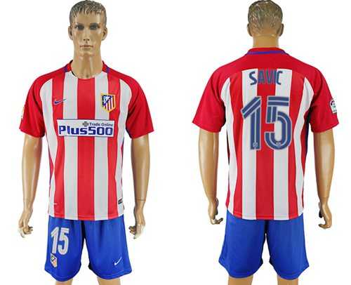 Atletico Madrid #15 Savic Home Soccer Club Jersey