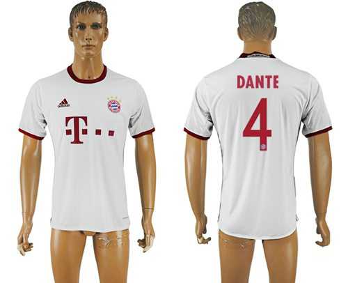 Bayern Munchen #4 Dante White Soccer Club Jersey