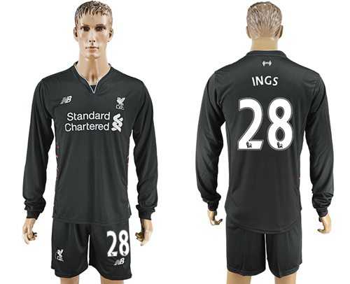 Liverpool #28 INGS Away Long Sleeves Soccer Club Jersey