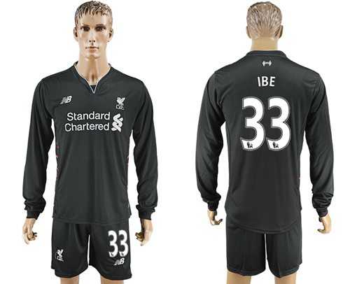 Liverpool #33 IBE Away Long Sleeves Soccer Club Jersey