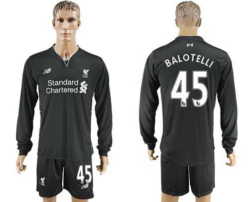 Liverpool #45 Balotelli Away Long Sleeves Soccer Club Jersey