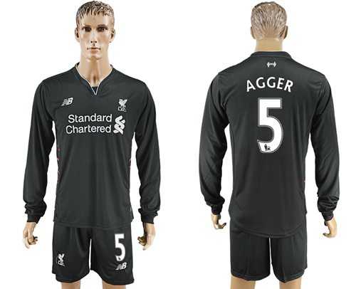 Liverpool #5 Agger Away Long Sleeves Soccer Club Jersey
