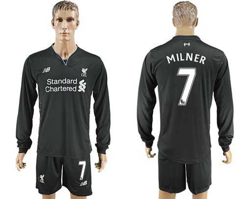 Liverpool #7 Milner Away Long Sleeves Soccer Club Jersey