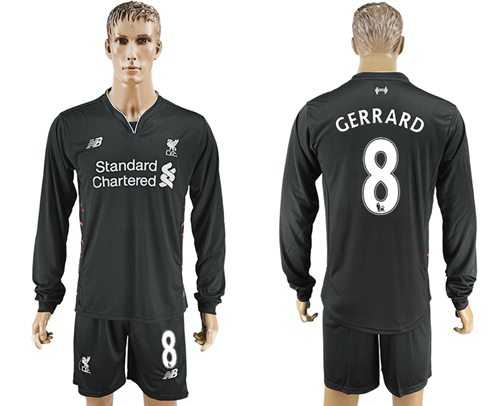 Liverpool #8 Gerrard Away Long Sleeves Soccer Club Jersey