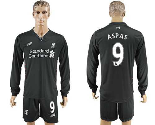 Liverpool #9 Aspas Away Long Sleeves Soccer Club Jersey