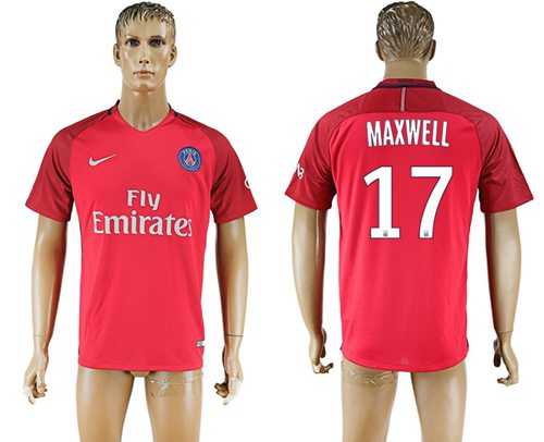 Paris Saint-Germain #17 Maxwell Red Soccer Club Jersey