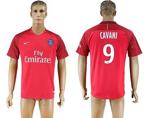 Paris Saint-Germain #9 Cavani Red Soccer Club Jersey