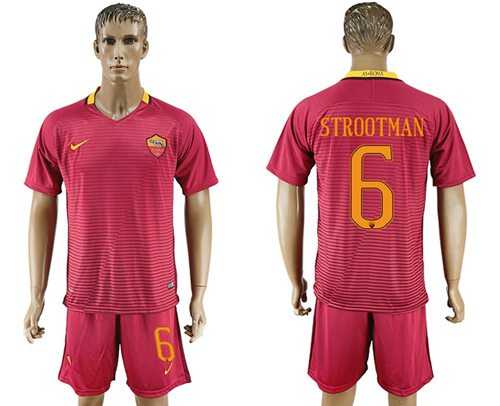 Roma #6 Strootman Red Home Soccer Club Jersey