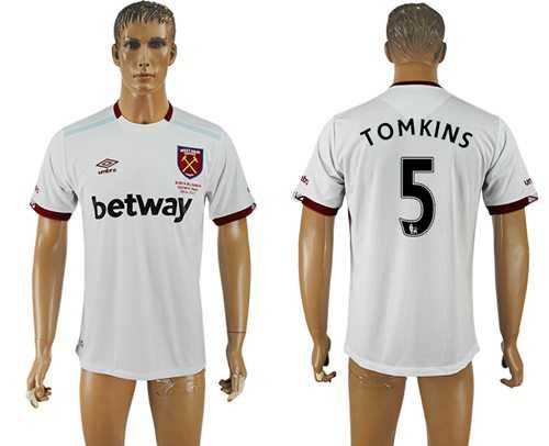 West Ham United #5 Tomkins Away Soccer Club Jersey