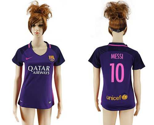 Women's Barcelona #10 Messi Away Soccer Club Jersey