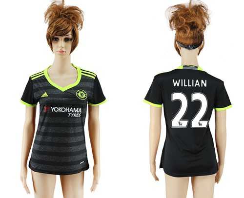 Women's Chelsea #22 Willian Away Soccer Club Jersey