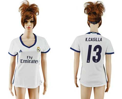 Women's Real Madrid #13 K.Casilla Home Soccer Club Jersey