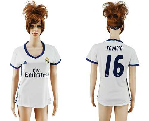 Women's Real Madrid #16 Kovacic Home Soccer Club Jersey