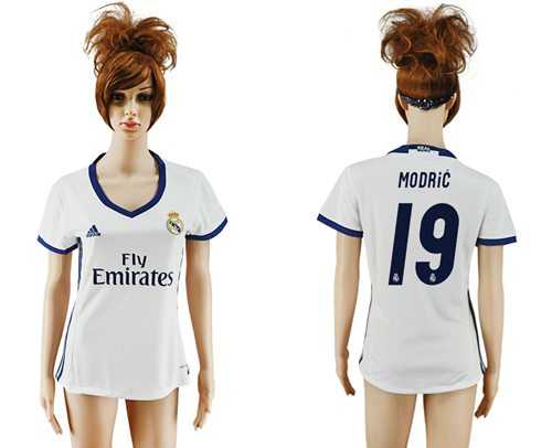 Women's Real Madrid #19 Modric Home Soccer Club Jersey