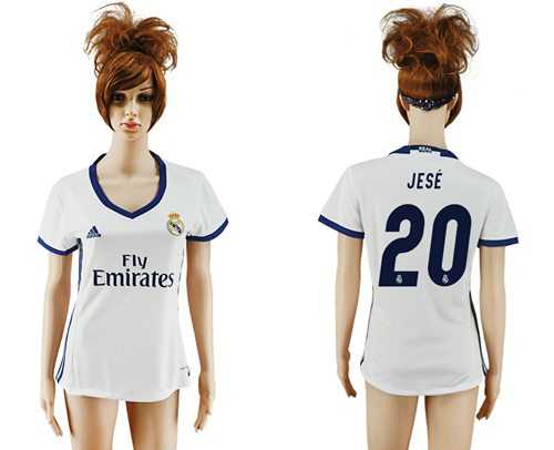 Women's Real Madrid #20 Jese Home Soccer Club Jersey