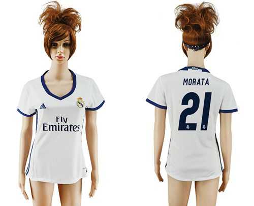Women's Real Madrid #21 Morata Home Soccer Club Jersey