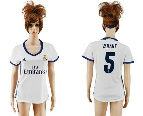 Women's Real Madrid #5 Varane Home Soccer Club Jersey
