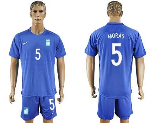 Greece #5 Moras Away Soccer Country Jersey