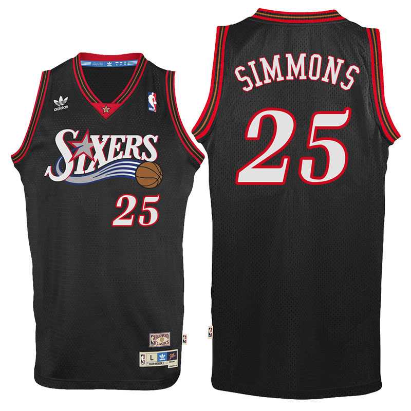 Philadelphia 76ers #25 Ben Simmons Black Throwback Swingman Jersey