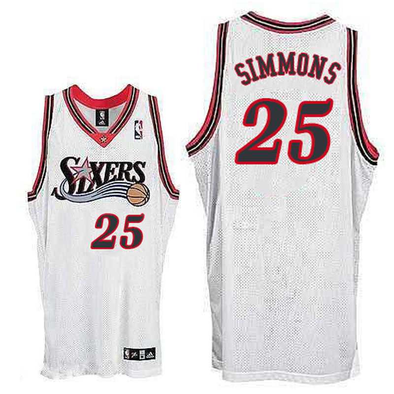 Philadelphia 76ers #25 Ben Simmons White Throwback Swingman Jersey
