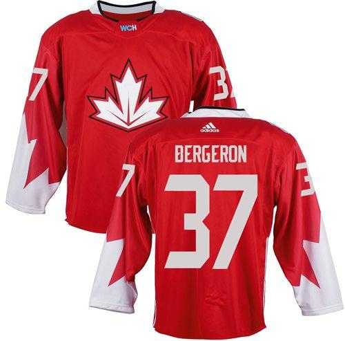 Team CA. #37 Patrice Bergeron Red 2016 World Cup Stitched NHL Jersey