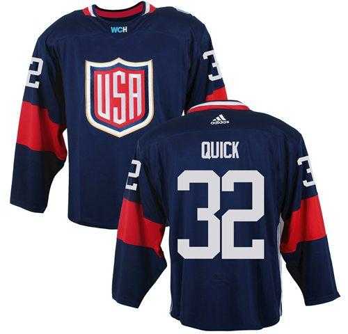 Team USA #32 Jonathan Quick Navy Blue 2016 World Cup Stitched NHL Jersey
