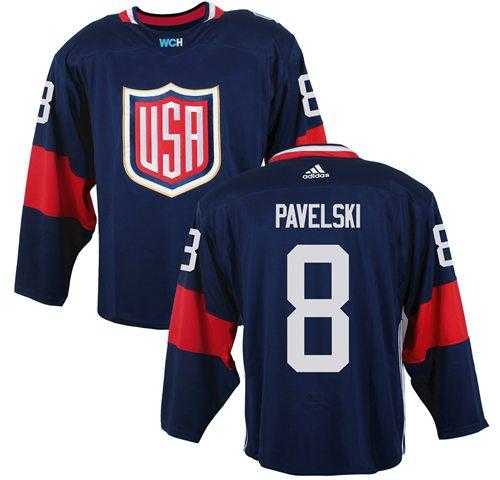 Team USA #8 Joe Pavelski Navy Blue 2016 World Cup Stitched NHL Jersey