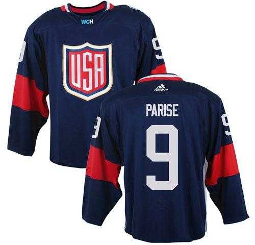 Team USA #9 Zach Parise Navy Blue 2016 World Cup Stitched NHL Jersey