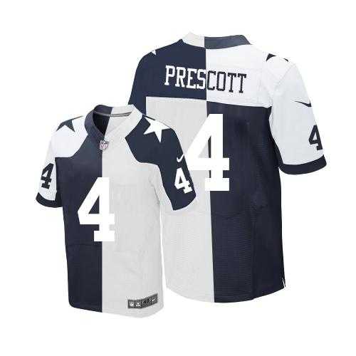 Nike Dallas Cowboys #4 Dak Prescott Navy Blue White Men's Stitched NFL Elite Split Jersey