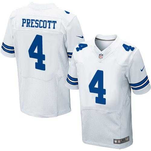 Nike Dallas Cowboys #4 Dak Prescott White Men's Stitched NFL Elite Jersey