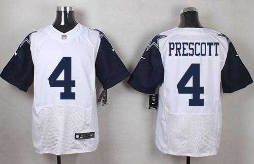 Nike Dallas Cowboys #4 Dak Prescott White Men's Stitched NFL Elite Rush Jersey