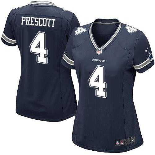 Women's Nike Dallas Cowboys #4 Dak Prescott Navy Blue Team Color Stitched NFL Elite Jersey