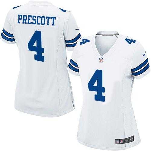 Women's Nike Dallas Cowboys #4 Dak Prescott White Stitched NFL Elite Jersey