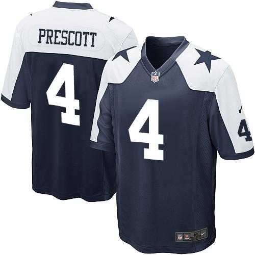 Youth Nike Dallas Cowboys #4 Dak Prescott Navy Blue Thanksgiving Throwback Stitched NFL Elite Jersey