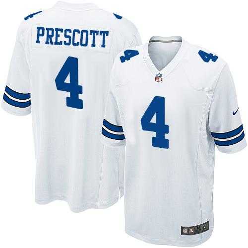 Youth Nike Dallas Cowboys #4 Dak Prescott White Stitched NFL Elite Jersey