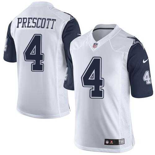 Youth Nike Dallas Cowboys #4 Dak Prescott White Stitched NFL Elite Rush Jersey